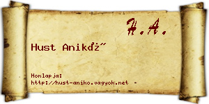 Hust Anikó névjegykártya